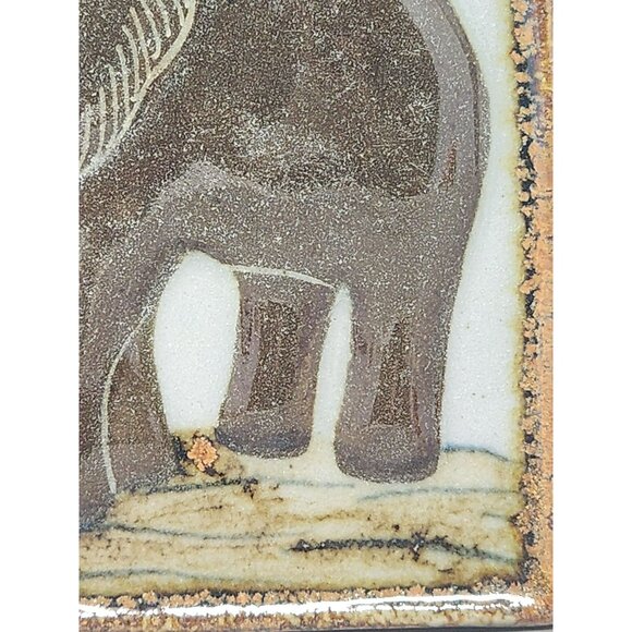 Vintage Elephant Mammoth Wall Tile Hanging Folk Art Kitsch Piece Pottery Stone - Picture 5 of 9